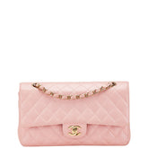 シャネル マトラッセ25 ダブルフラップ ココマーク チェーン ショルダーバッグ ピンク キャビアスキン レディース CHANEL 【中古】